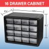 Akro-Mils 10116, 16 Drawer Plastic Parts Storage Hardware and Craft Cabinet, 10-1/2-Inch W x 6-1/2-Inch D x 8-1/2-Inch H, Black view 3