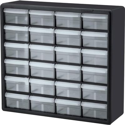 Akro-Mils 24-Drawer Plastic Storage Cabinet, 20" W x 6" D x 16" H, Black