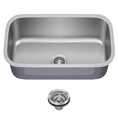 Kraus 31 1/2 Inch Stainless Steel Kitchen Sink, Durable 18 Gauge Single Bowl Kitchen Sinks Undermount, KBU14