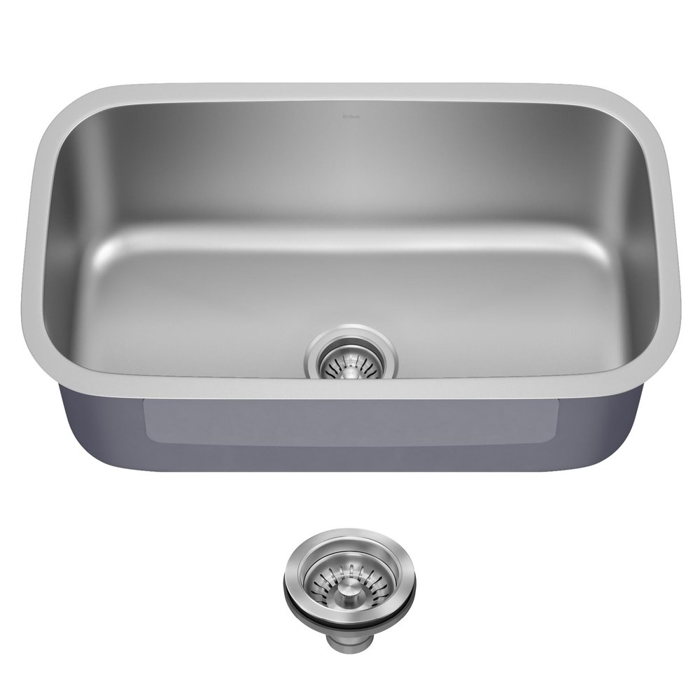 Kraus 31 1/2 Inch Stainless Steel Kitchen Sink, Durable 18 Gauge Single Bowl Kitchen Sinks Undermount, KBU14