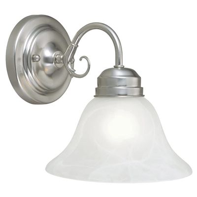 Design House 511618 Millbridge Wall Light Traditional 1-Light Indoor Dimmable Light with Alabaster Glass for Bathroom Hallway Foyer, Satin Nickel
