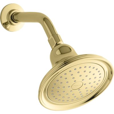 KOHLER 10391-AK-PB Devonshire Single-Function Showerhead, Single Spray Setting, 5-15/16" Sprayface, 2.5 GPM, Vibrant Polished Brass