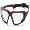 Pyramex Highlander Safety Eyewear, Clear Anti-Fog Lens With Black/Red Frame view 1