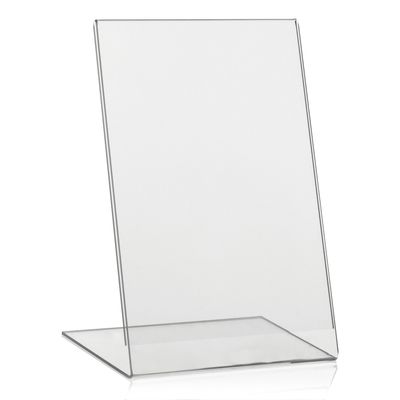 VITAdisplays DIN A5 Table Stand, L Stand, Advertising Stand, Oblique, Transparent