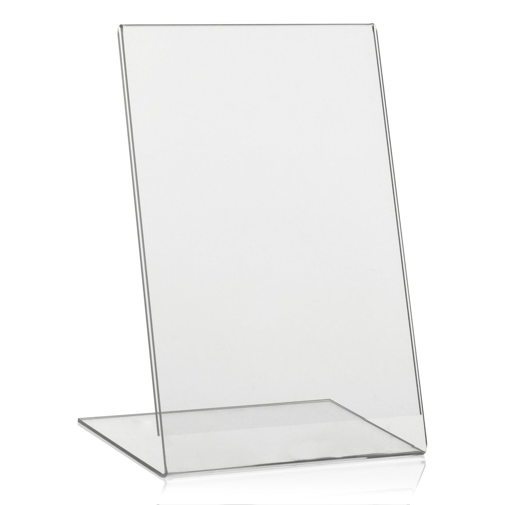 VITAdisplays DIN A5 Table Stand, L Stand, Advertising Stand, Oblique, Transparent