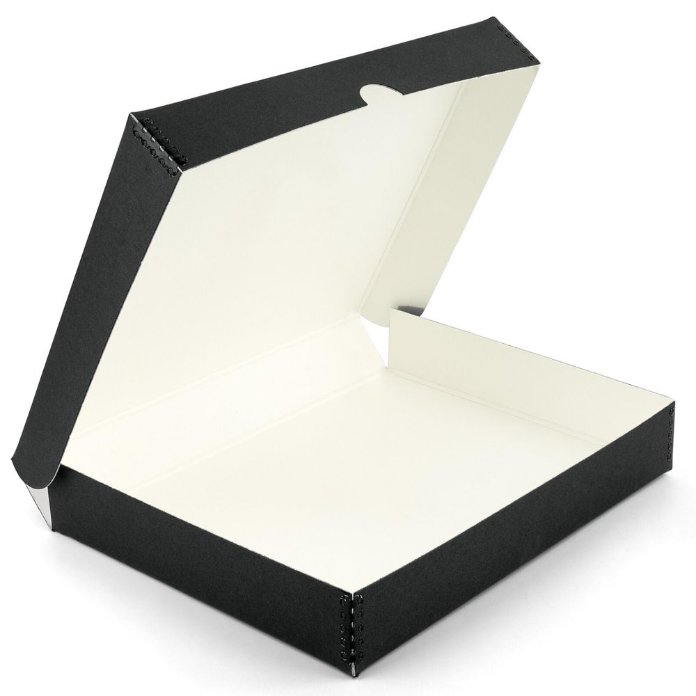 Lineco Clamshell Folio Storage Box, 16.5" x 20.5" x 1.75" Prints, Metal Edge Archival Boxboard, Color: Black