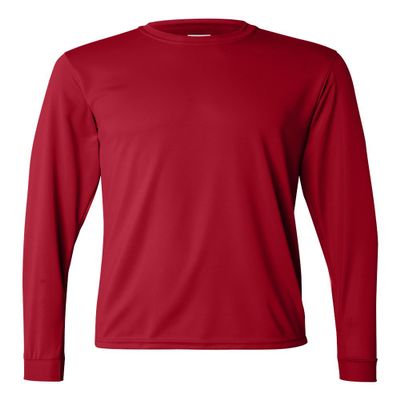 100% Polyester Moisture-Wicking Long-Sleeve T-Shirt (788) Red, 2XL