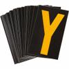 Brady 5890-Y Bradylite 1-7/8" Height, 1-3/8 Width, B-997 Engineering Grade Bradylite Reflective Sheeting, Yellow On Black Reflective Letter, Legend "Y" (Pack Of 25) view 1