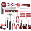 Apollo Tools 71 Piece Complete Household Tool Set with Clamp, Hacksaw, Carpenter Square, Screwdriver and Plier Sets for College, Home Repairs and DIY - Red - DT0204 view 4