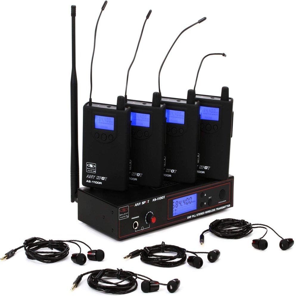 Galaxy Audio AS-1100-4 Band Pack Wireless In-Ear Monitor System, Code D (584MHz - 607MHz)