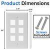 Cmple - 6 Port Keystone Wall Plate 1 Gang Wall Plate with Standard Size Ethernet Wall Plate Keystone Wall Plate Compatible with Keystone Jack, HDMI Keystone - White view 3
