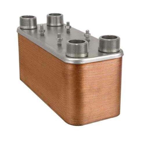 BRAZETEK 80 Plate Heat Exchanger Brazed Plate - Stainless Steel SS 316L, Dimensions 5x12, Ports 1-1/4" MNPT Hydronic Heating, Radiant Floor Heat, Domestic Hot Water Heating, Snow Melt, Oil Cooling