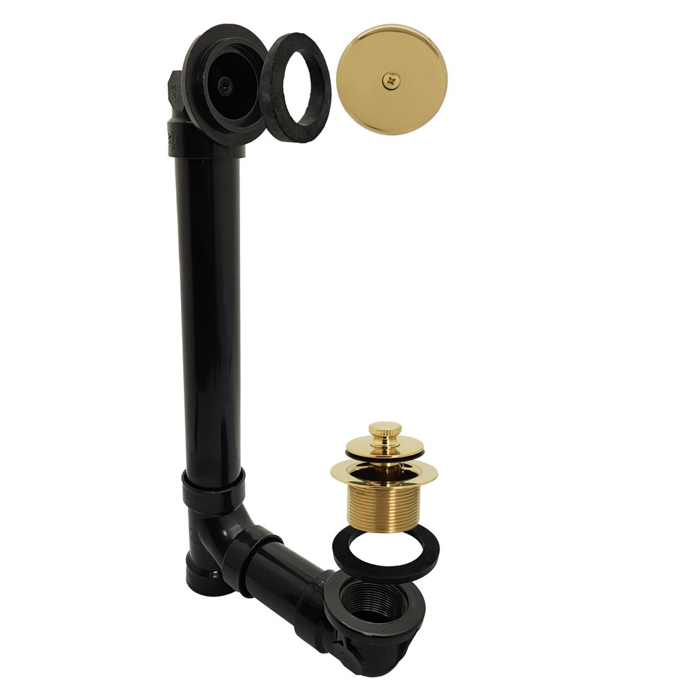 Westbrass Twist & Close Sch. 40 ABS Bath Waste with One-Hole Elbow, Polished Brass, D49411-01