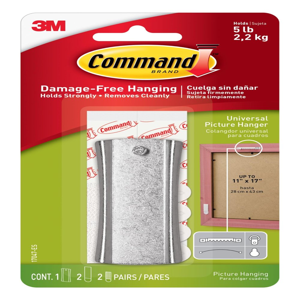 Command 5 lb Universal Picture Hanger, 1 Frame Hanger, 2 Command Strips and 2 Frame Stabilizer Strips for Sawtooth, D-Ring, Wire, Keyhole and Other Frames, Damage-Free Christmas Decorations