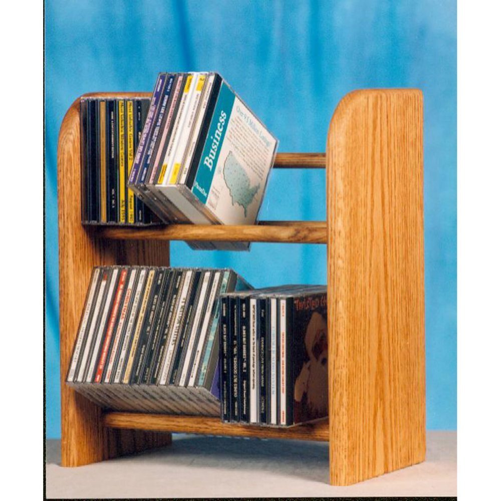 Solid Oak 2 Row Dowel Cd Rack