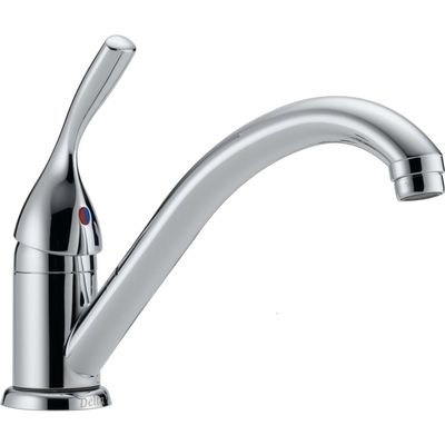 Delta Faucet Classic Single-Handle Kitchen Sink Faucet, Chrome Kitchen Faucet, Kitchen Sink Faucet Single-Hole, Chrome 101-DST