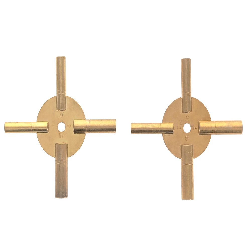 SE Universal 4 Prong Brass Clock Key for Winding Clocks, Odd and Even Numbers (2 PC.) - JT6336-2