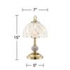 Regency Hill Traditional Accent Table Lamp 15" High Polished Brass Gold Floral Etched Art Glass Shade Touch On Off Decor for Bedroom House Bedside Nightstand Home Office view 4