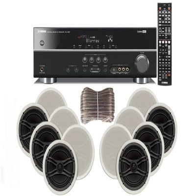 Yamaha 3D-Ready 5.1-Channel Digital Home Theater Audio/Video Receiver and Custom Easy-to-Install Natural Sound In-Ceiling 3-Way 100 Watts Speaker