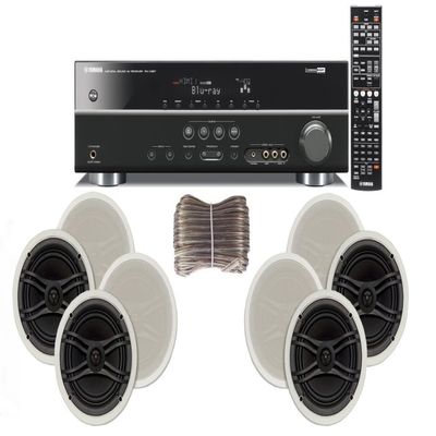 Yamaha 3D-Ready 5.1-Channel 500 Watts Digital Home Theater Audio/Video Receiver with 1080p-compatible HDMI repeater & Upgraded CINEMA DSP With a USB Digital Input and Connecting Cable to Play & Charge Your iPod or iPhone & Control Remotely + Yamaha C