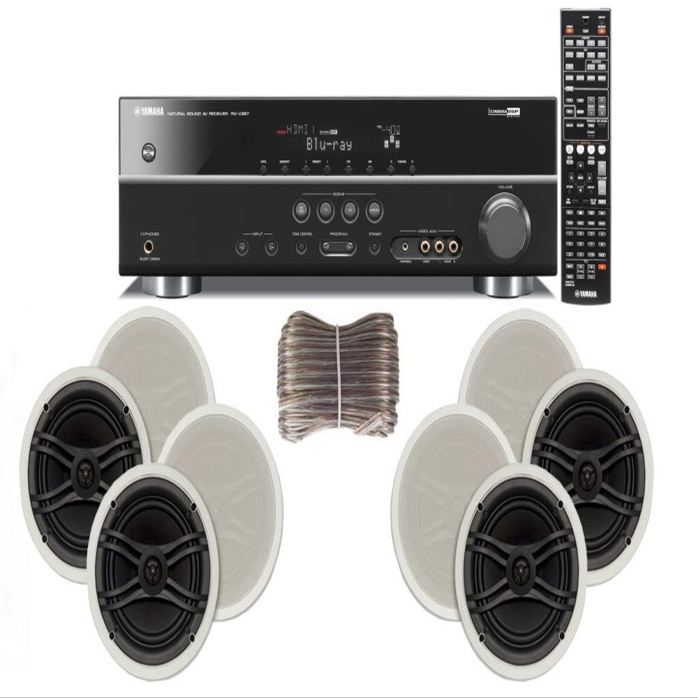 Yamaha 3D-Ready 5.1-Channel 500 Watts Digital Home Theater Audio/Video Receiver with 1080p-compatible HDMI repeater & Upgraded CINEMA DSP With a USB Digital Input and Connecting Cable to Play & Charge Your iPod or iPhone & Control Remotely + Yamaha C