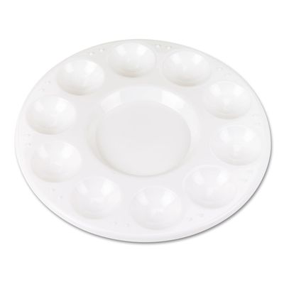 Chenille Kraft 5924 Round Plastic Paint Trays for Classroom, White, 10/Pack