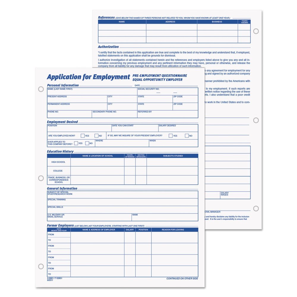 TOP32851 - Tops Employee Application Form