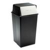 Safco 9895 Reflections Push Top Square Receptacle, Steel, 36gal, Black/Chrome view 1