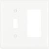 White 1-Toggle & 1 Decorator Opening Nylon Wall Plate view 1