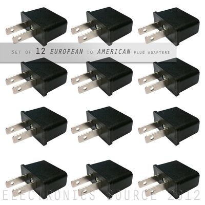 Ultra Spec Cables European to American Outlet Plug Adapter - 12 Pack