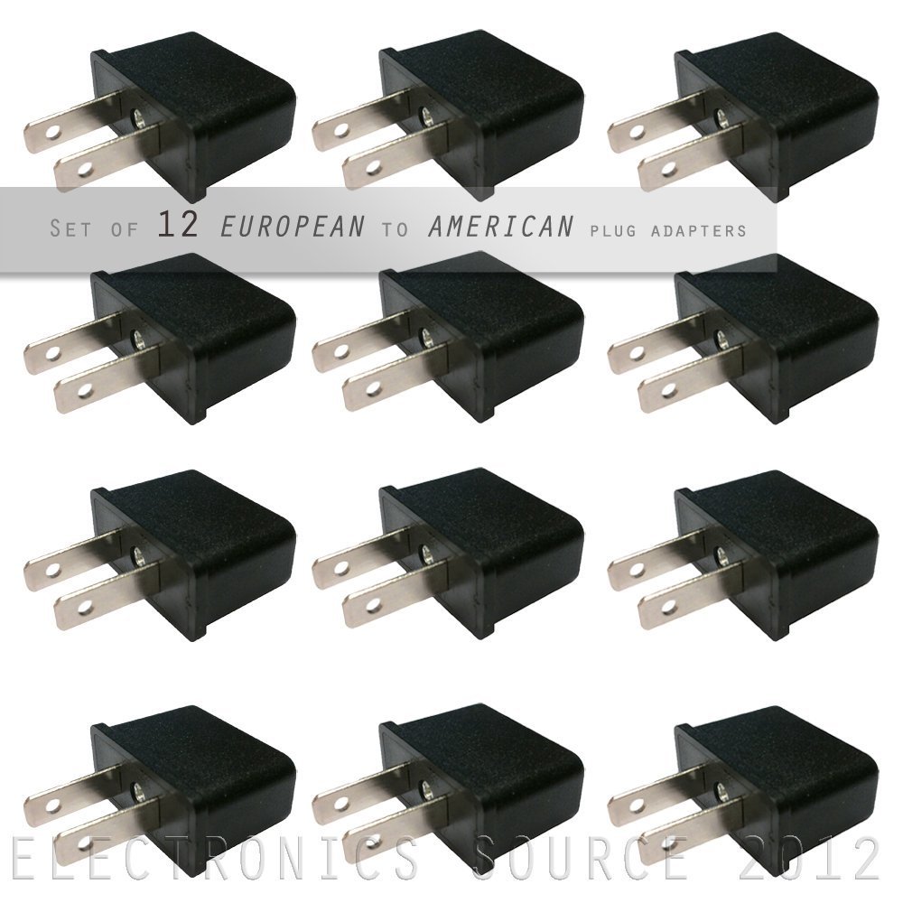 Ultra Spec Cables European to American Outlet Plug Adapter - 12 Pack