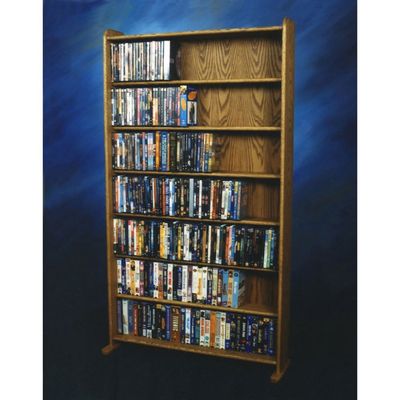 Wood Shed Solid Oak 7 Shelf Cabinet for DVD's, VHS Tapes, books and more Honey Oak