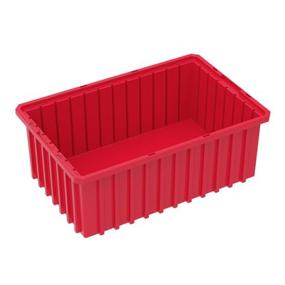 Akro-Mils 33166 Akro-Grid Plastic Slotted Dividable Modu Box Stackable Grid Storage Tote Container, (16-1/2-Inch L x 10-7/8-Inch W x 6-Inch H), (8 Pack), Red (33166RED)