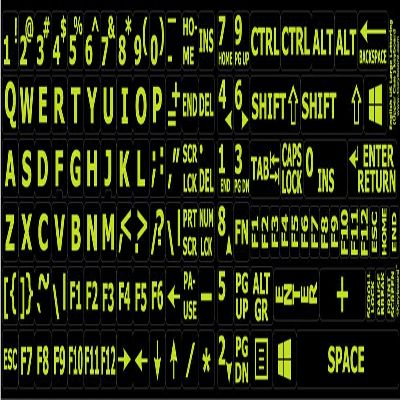 Glowing Fluorescent Large Lettering (Upper CASE) English US Keyboard Sticker
