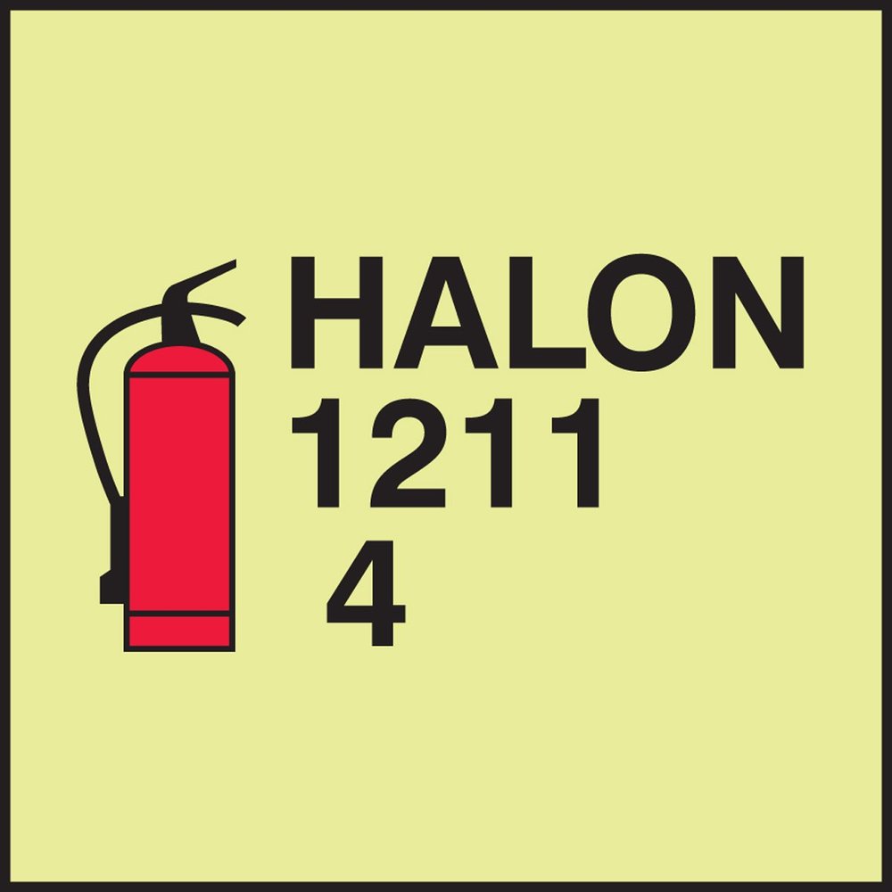 Accuform MLMR711GX International Maritime Org. (IMO) FIRE EXTINGUISHER-HALON 6" x 6" Dura Lumi-Glow Plastic