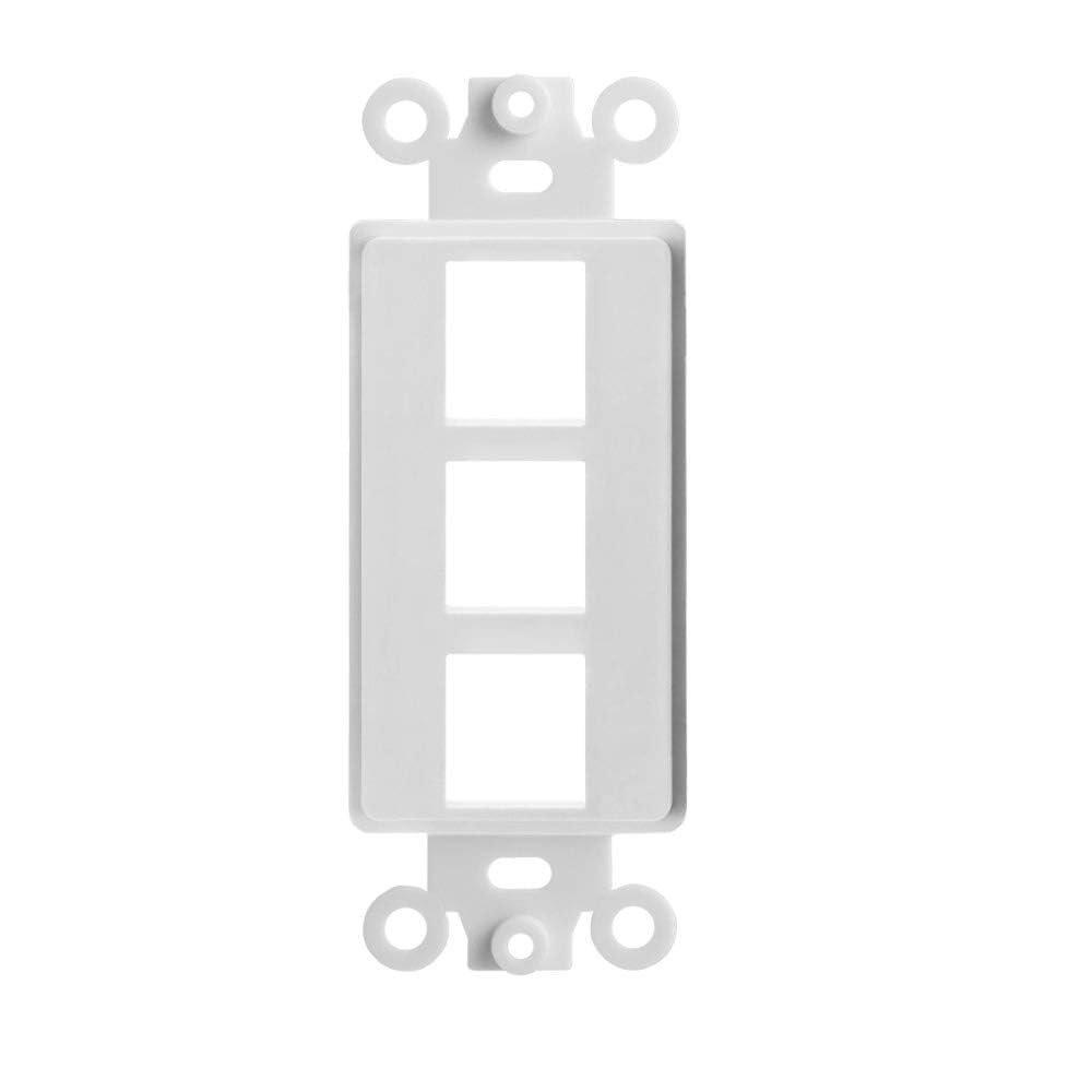 Cmple - 3 Port Decorator Wall Plate Insert, 1-Gang Keystone Wall Plate, Standard Keystone Jack Single Gang Wall Plate - White