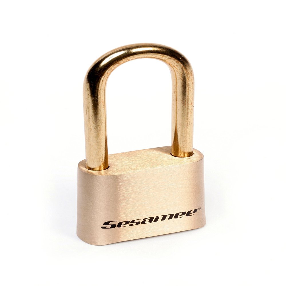 Sesamee K0437 4 Dial Bottom Resettable Combination Brass Padlock with 2-1/4-Inch Shackle and 10,000 Potential Combinations