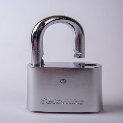 Sesamee KCR0436 4 Dial Bottom Resettable Combination Chrome Plated Padlock with 1-Inch Hardened Steel Shackle and 10000 Potential Combinations