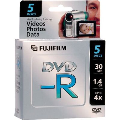 Fujifilm Mini DVD-R Discs for Camcorders (5 Count, Black, 150 Minutes, 4X Write Speed)