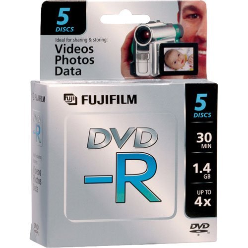 Fujifilm Mini DVD-R Discs for Camcorders (5 Count, Black, 150 Minutes, 4X Write Speed)