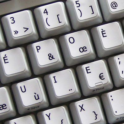 FRENCH BEPO KEYBOARD LABELS ON WHITE BACKGROUND NON-TRANSPARENT