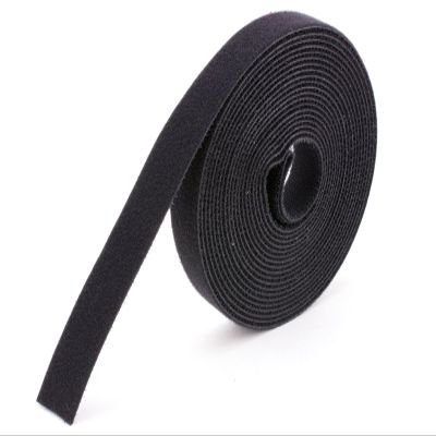Secure 3/4 Inch Continuous Black Hook and Loop Wrap for Cable Management and Organization in Home or Office - 25 Yards
