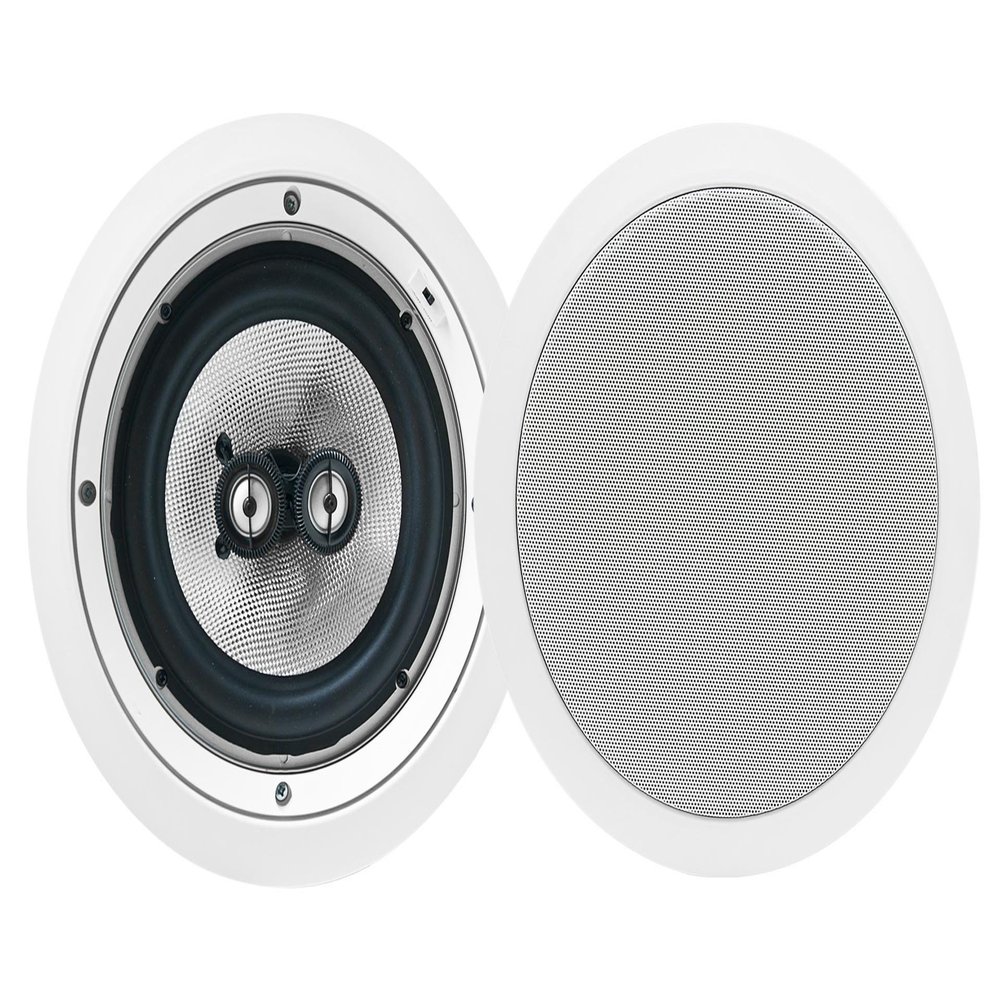 Earthquake CM8S 1 Pair 8 inch angle Voice Coil In-Ceiling, Dual Swivel Tweeters, Fiber Cone, +/- 3DB Xover Switch