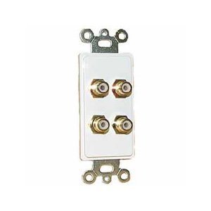 Designer Style Wall Plate Insert - 4 Gold RCA Jacks (2) ea Red + Black : 75-1026