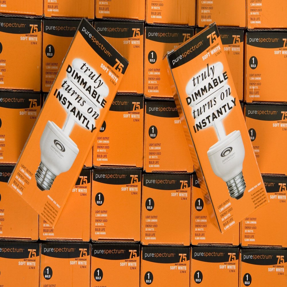 PureSpectrum 20W Fully Dimmable Spiral CFL (Case of 30) 2700K 6000 Hours (75W Equivalent)