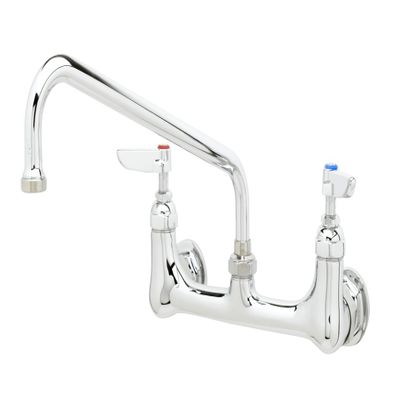 T&S Brass B-2342 Double Pantry Faucet, Wall Mount, 8-Inch Centers, 10-Inch Swing Nozzle, Lever Handles