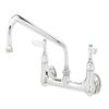 T&S Brass B-2342 Double Pantry Faucet, Wall Mount, 8-Inch Centers, 10-Inch Swing Nozzle, Lever Handles view 1