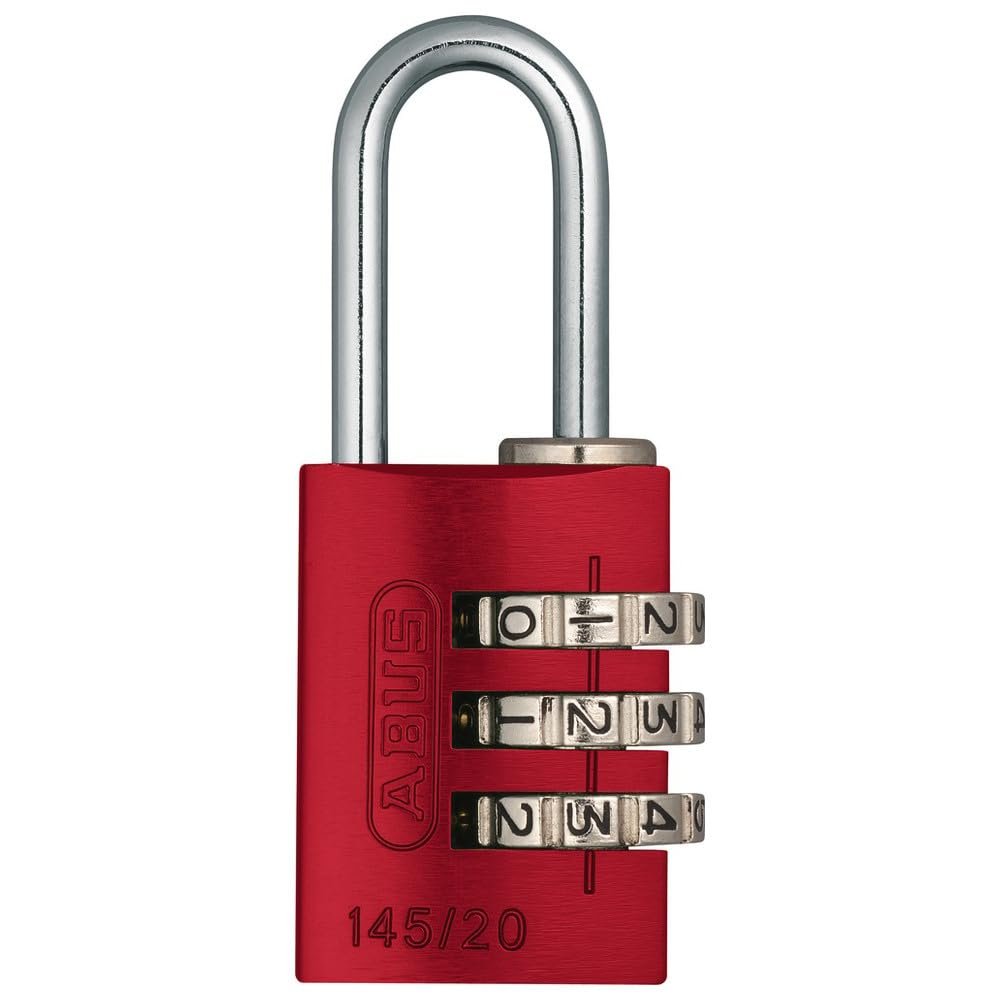 ABUS Combination lock 145/20 red - suitcase lock, locker lock, etc. - aluminum padlock - individually adjustable number code - ABUS -Safety level 3
