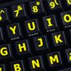English US Yellow Large Lettering Keyboard Labels Layout (Upper CASE) Black Background for Desktop, Laptop and Notebook view 1