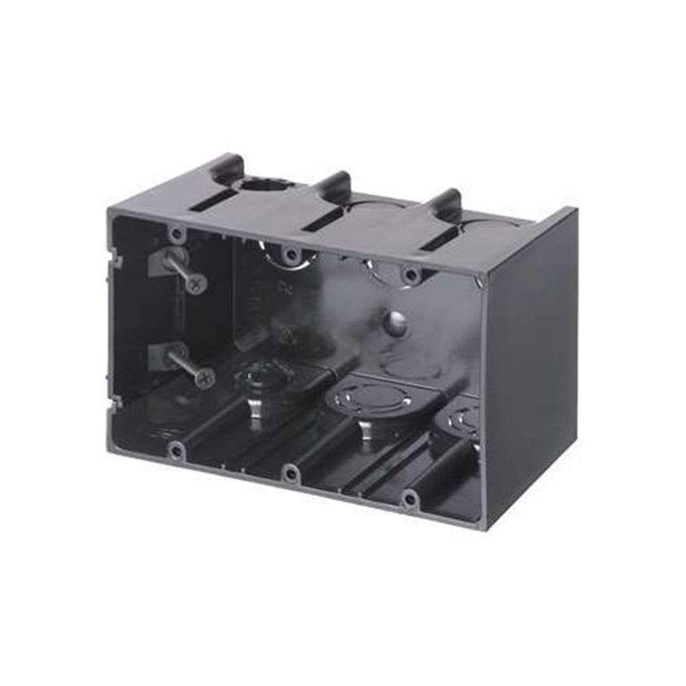 Arlington One-Box F103 Non-Metallic Switch Outlet Box, Plastic, 61.2 cu-in, 3 Gangs, 3 Outlets